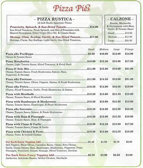 o sole mio pizzeria menu|More.